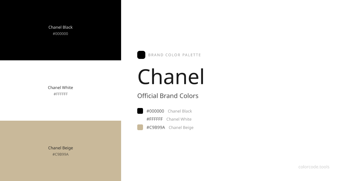 Chanel Brand Colors — Official Hex Codes, RGB & Pantone | colorcode.tools