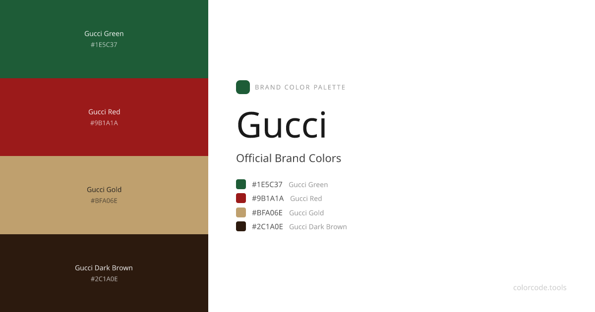 Gucci Brand Colors — Official Hex Codes, RGB & Pantone | colorcode.tools