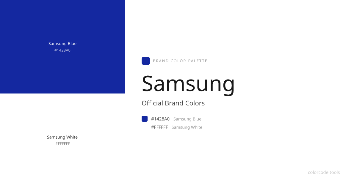 Samsung Brand Colors — Official Hex Codes, RGB & Pantone | colorcode.tools