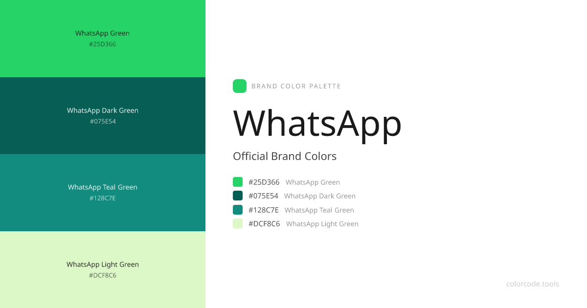 WhatsApp Brand Colors — Official Hex Codes, RGB & Pantone | colorcode.tools