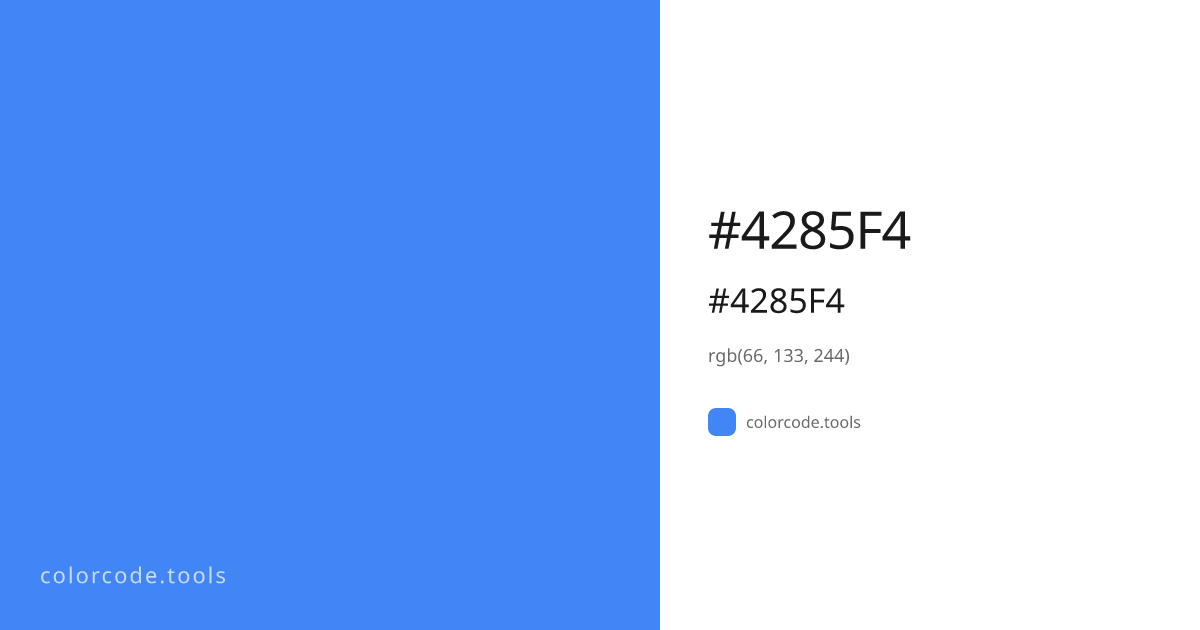 #4285F4 Color Code — HEX #4285F4, RGB, HSL, CMYK | colorcode.tools