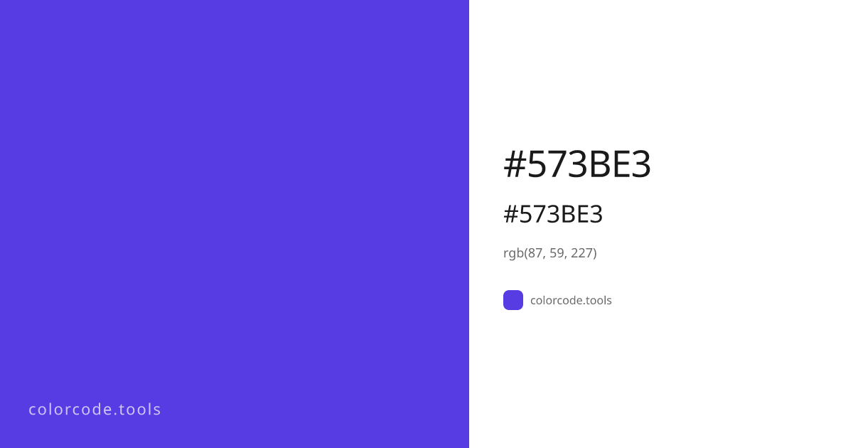 #573BE3 Color Code — HEX #573BE3, RGB, HSL, CMYK | colorcode.tools