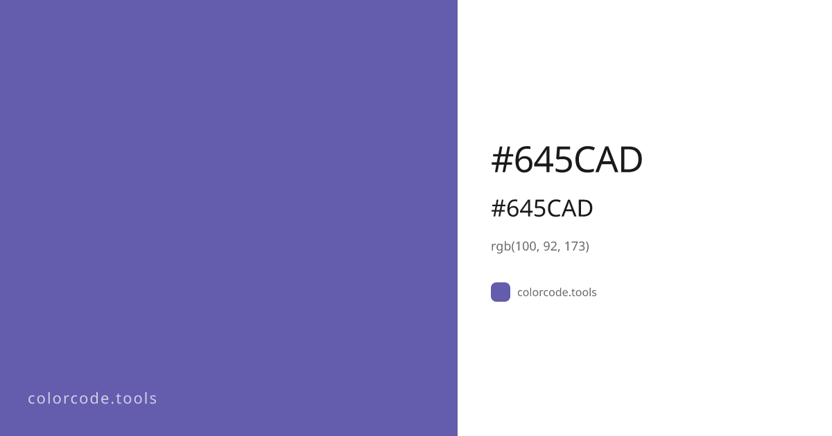 #645CAD Color Code — HEX #645CAD, RGB, HSL, CMYK | colorcode.tools