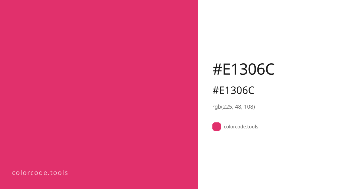 #E1306C Color Code — HEX #E1306C, RGB, HSL, CMYK | colorcode.tools