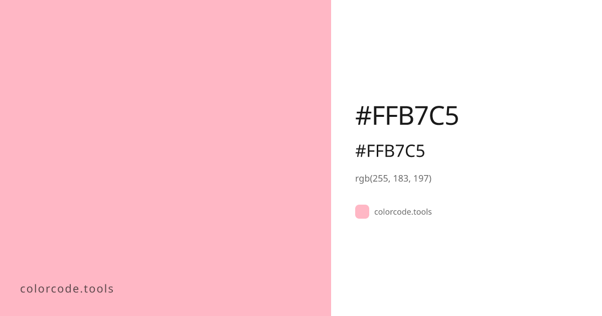 #FFB7C5 Color Code — HEX #FFB7C5, RGB, HSL, CMYK | colorcode.tools