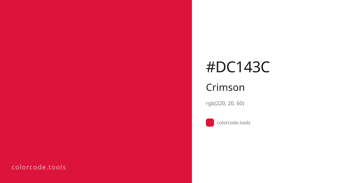 Crimson Color Code — HEX #DC143C, RGB, HSL, CMYK | colorcode.tools