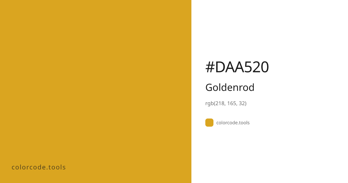 Goldenrod Color Code — HEX #DAA520, RGB, HSL, CMYK | colorcode.tools