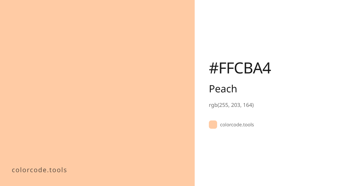 Peach Color Code — HEX #FFCBA4, RGB, HSL, CMYK | colorcode.tools