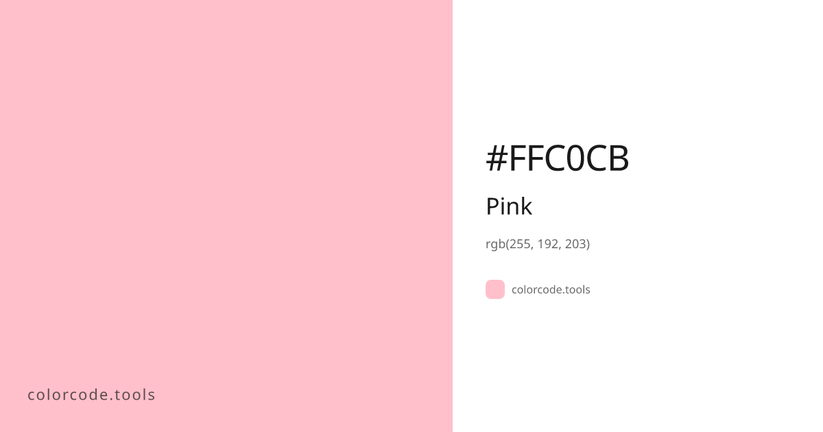 Pink Color Code — HEX #FFC0CB, RGB, HSL, CMYK | colorcode.tools