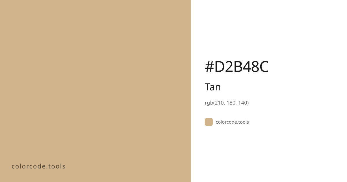Tan Color Code — HEX #D2B48C, RGB, HSL, CMYK | colorcode.tools