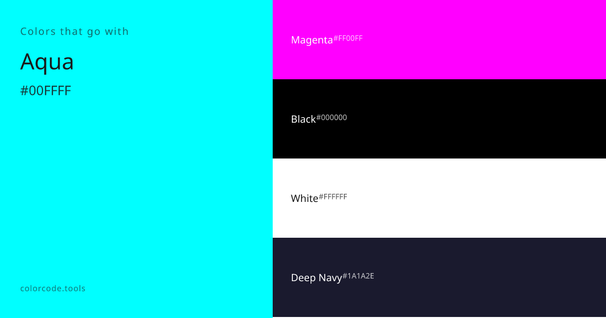 Colors That Go With Aqua — 7 Best Combinations | colorcode.tools