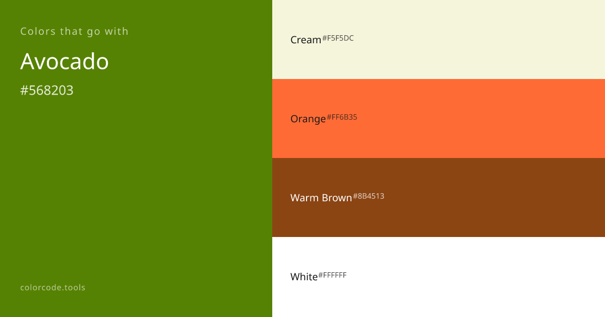 Colors That Go With Avocado — 7 Best Combinations | colorcode.tools