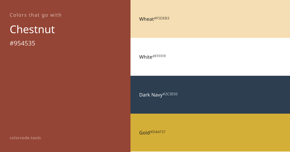 Colors That Go With Chestnut — 7 Best Combinations | colorcode.tools