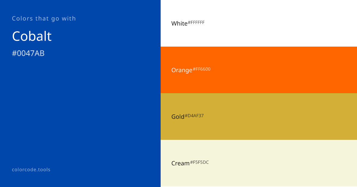 Colors That Go With Cobalt — 7 Best Combinations | colorcode.tools