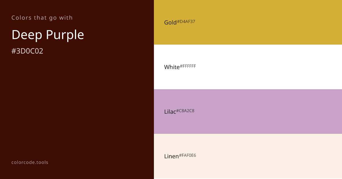 Colors That Go With Deep Purple — 7 Best Combinations | colorcode.tools