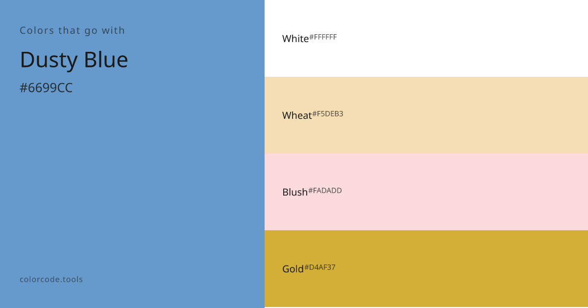 Colors That Go With Dusty Blue — 7 Best Combinations | colorcode.tools