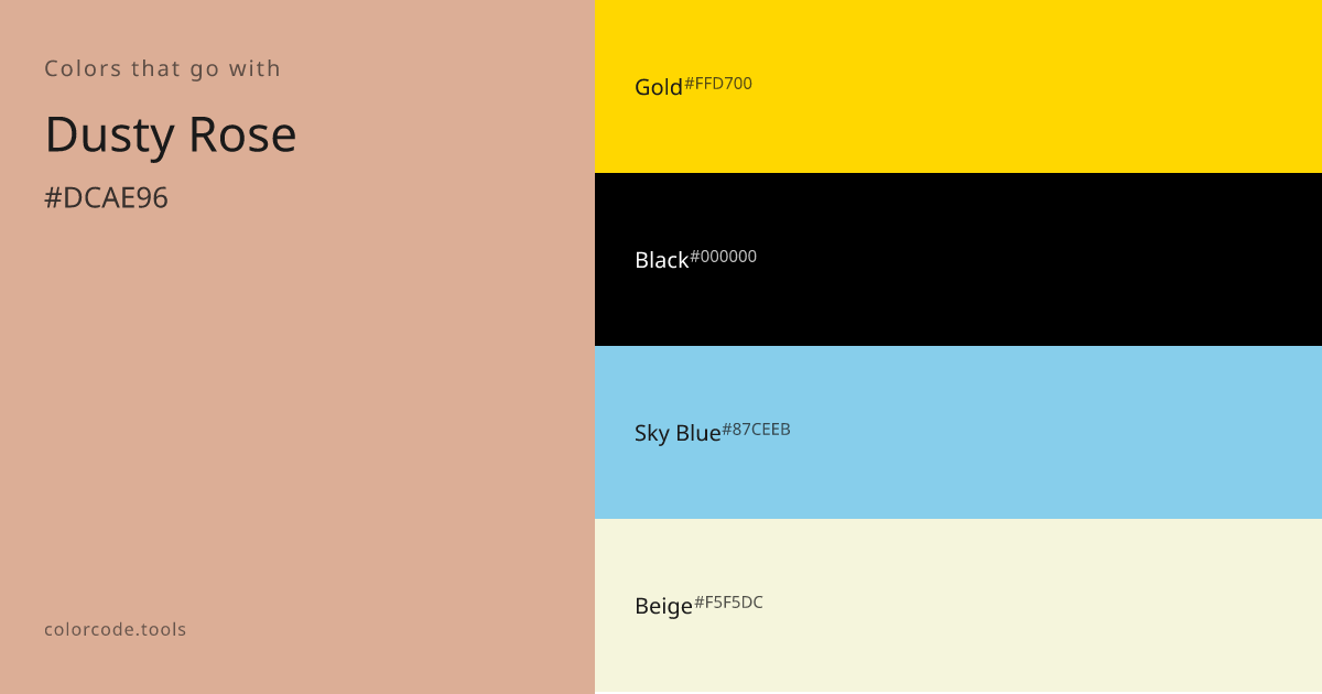 Colors That Go With Dusty Rose — 8 Best Combinations | colorcode.tools