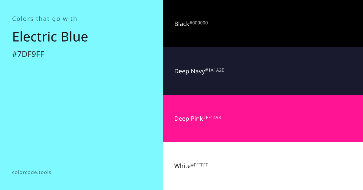 Colors That Go With Electric Blue — 7 Best Combinations | colorcode.tools