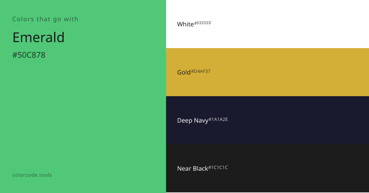 Colors That Go With Emerald — 7 Best Combinations | colorcode.tools