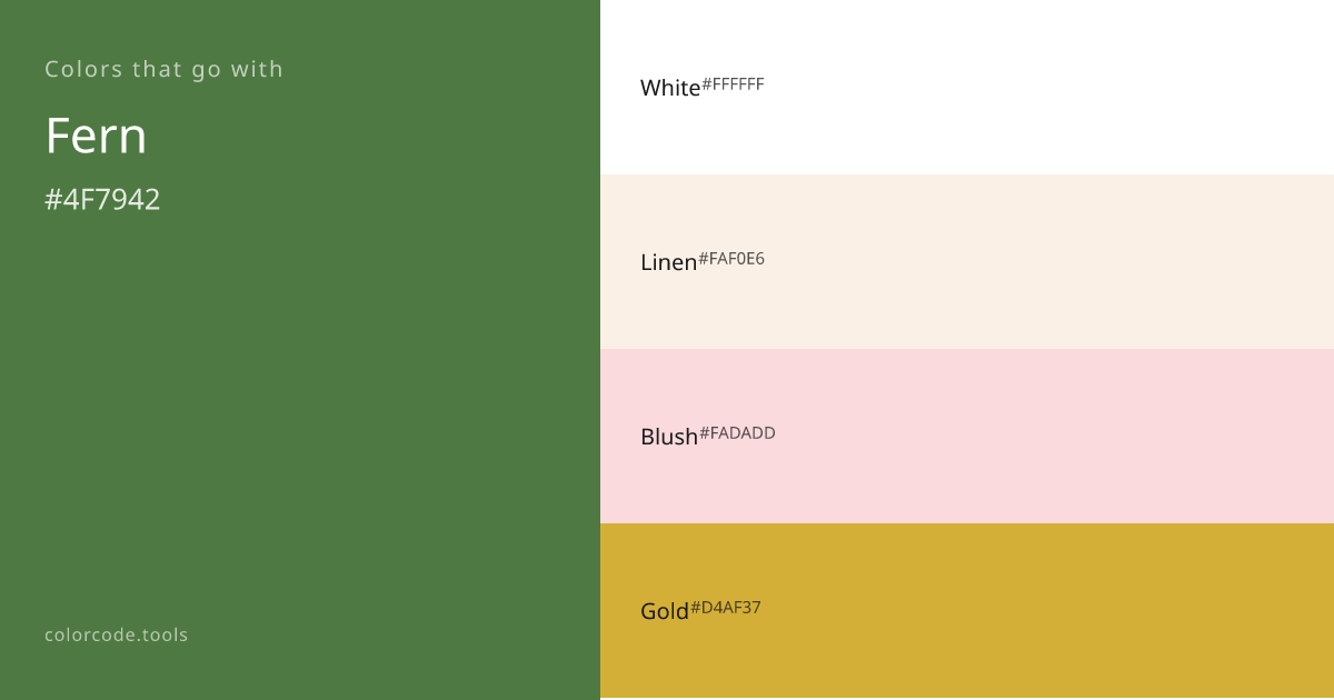 Colors That Go With Fern — 7 Best Combinations | colorcode.tools