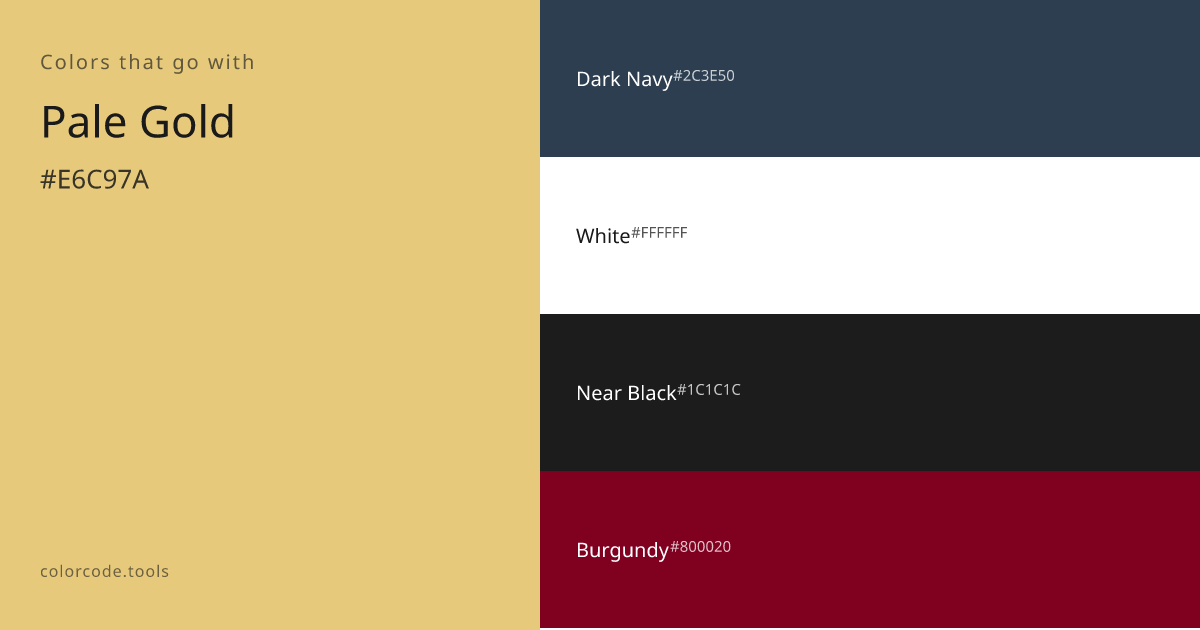 Colors That Go With Pale Gold — 7 Best Combinations | colorcode.tools