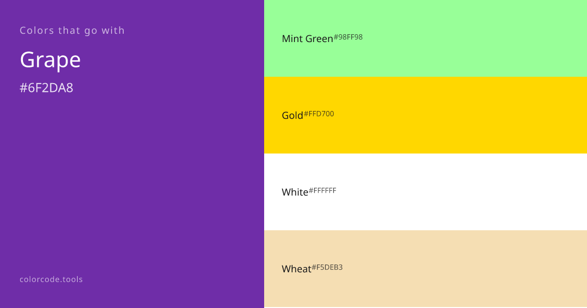 Colors That Go With Grape — 7 Best Combinations | colorcode.tools