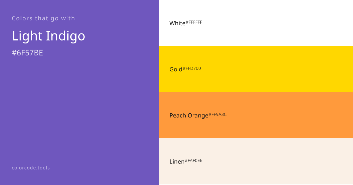 Colors That Go With Light Indigo — 7 Best Combinations | colorcode.tools