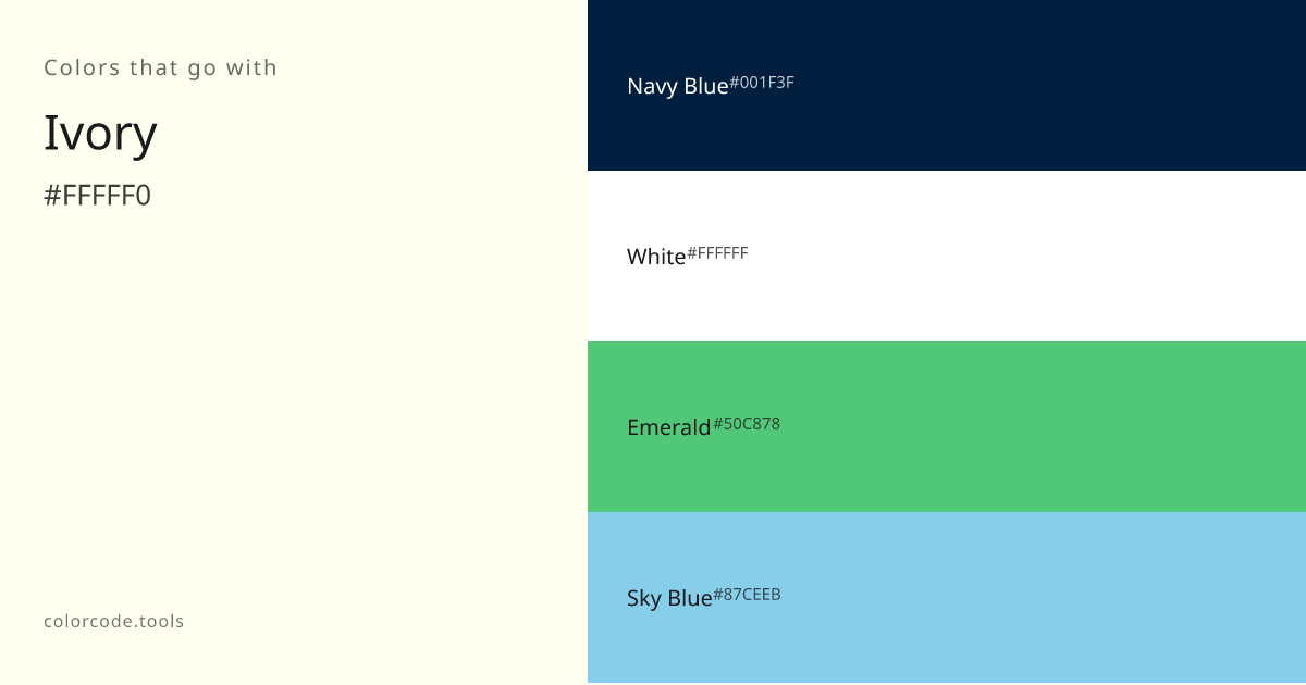 Colors That Go With Ivory — 8 Best Combinations | colorcode.tools