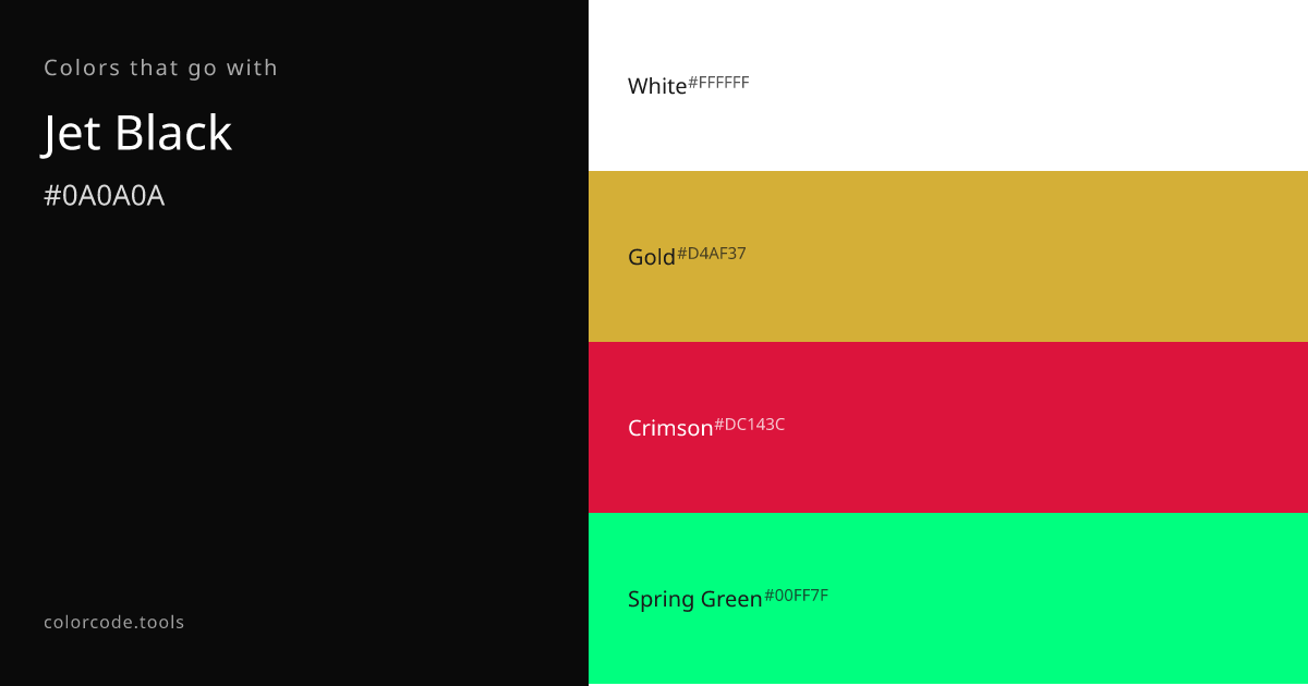 Colors That Go With Jet Black — 7 Best Combinations | colorcode.tools