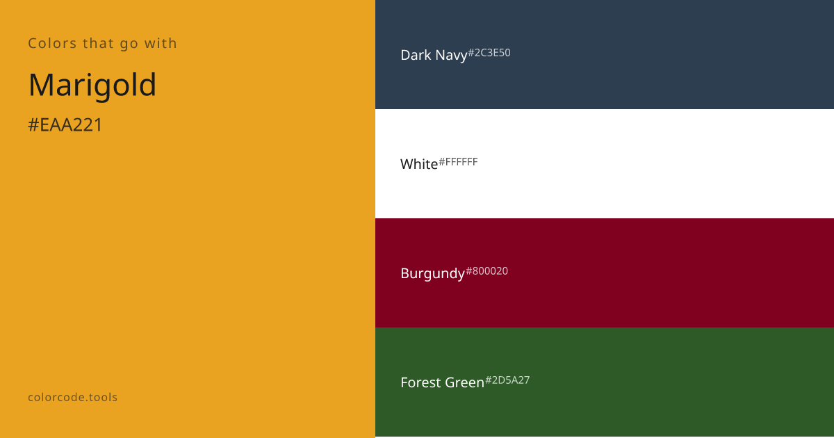 Colors That Go With Marigold — 7 Best Combinations | colorcode.tools