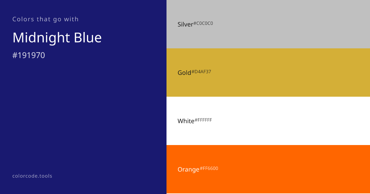 Colors That Go With Midnight Blue — 7 Best Combinations | colorcode.tools