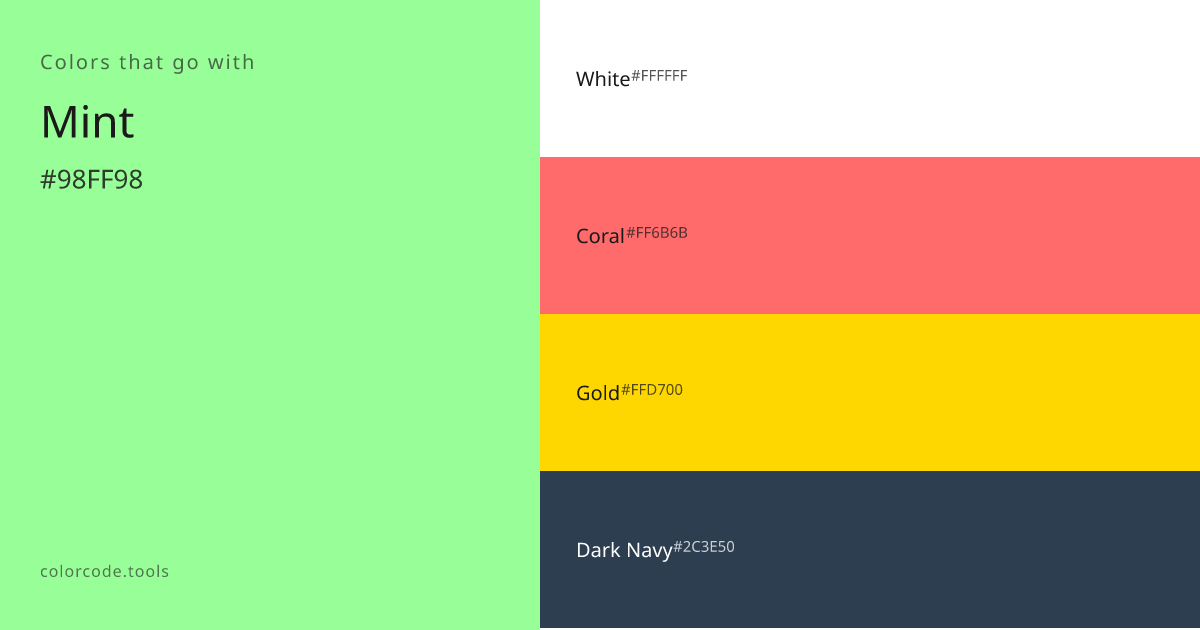 Colors That Go With Mint — 7 Best Combinations | colorcode.tools