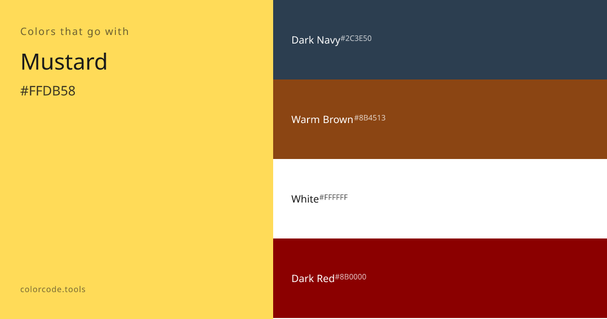 Colors That Go With Mustard — 7 Best Combinations | colorcode.tools