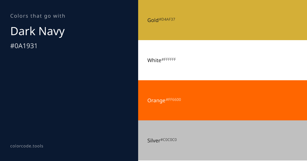 Colors That Go With Dark Navy — 7 Best Combinations | colorcode.tools