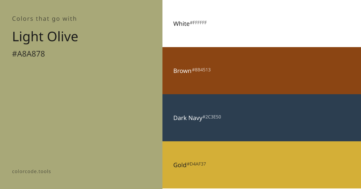 Colors That Go With Light Olive — 7 Best Combinations | colorcode.tools