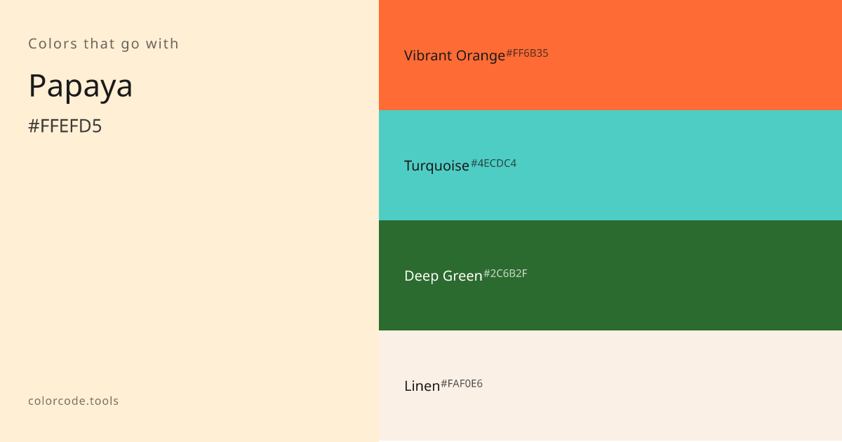 Colors That Go With Papaya — 7 Best Combinations | colorcode.tools