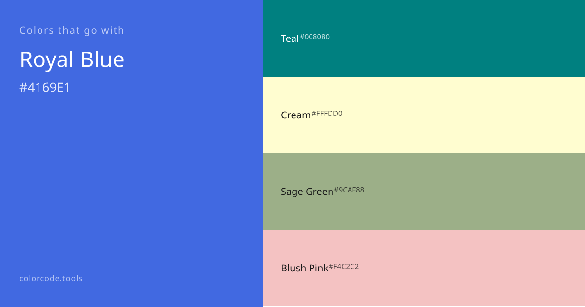 Colors That Go With Royal Blue — 8 Best Combinations | colorcode.tools