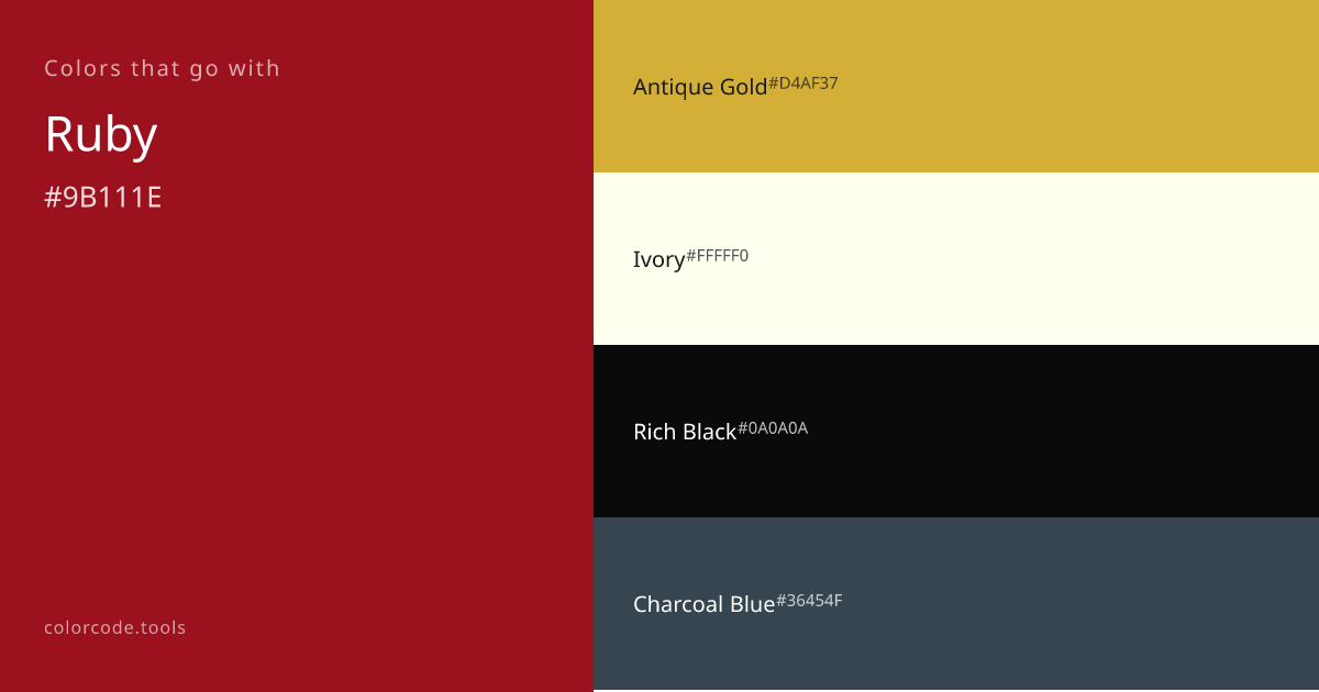 Colors That Go With Ruby — 7 Best Combinations | colorcode.tools
