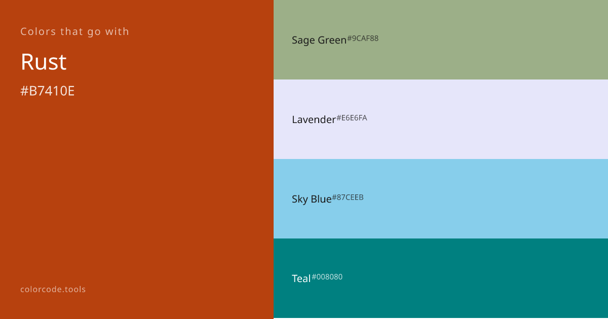 Colors That Go With Rust — 8 Best Combinations | colorcode.tools