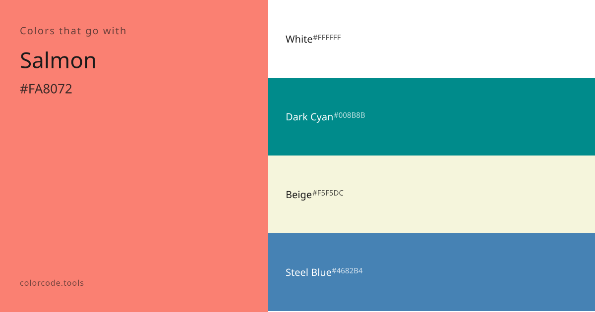 Colors That Go With Salmon — 7 Best Combinations | colorcode.tools