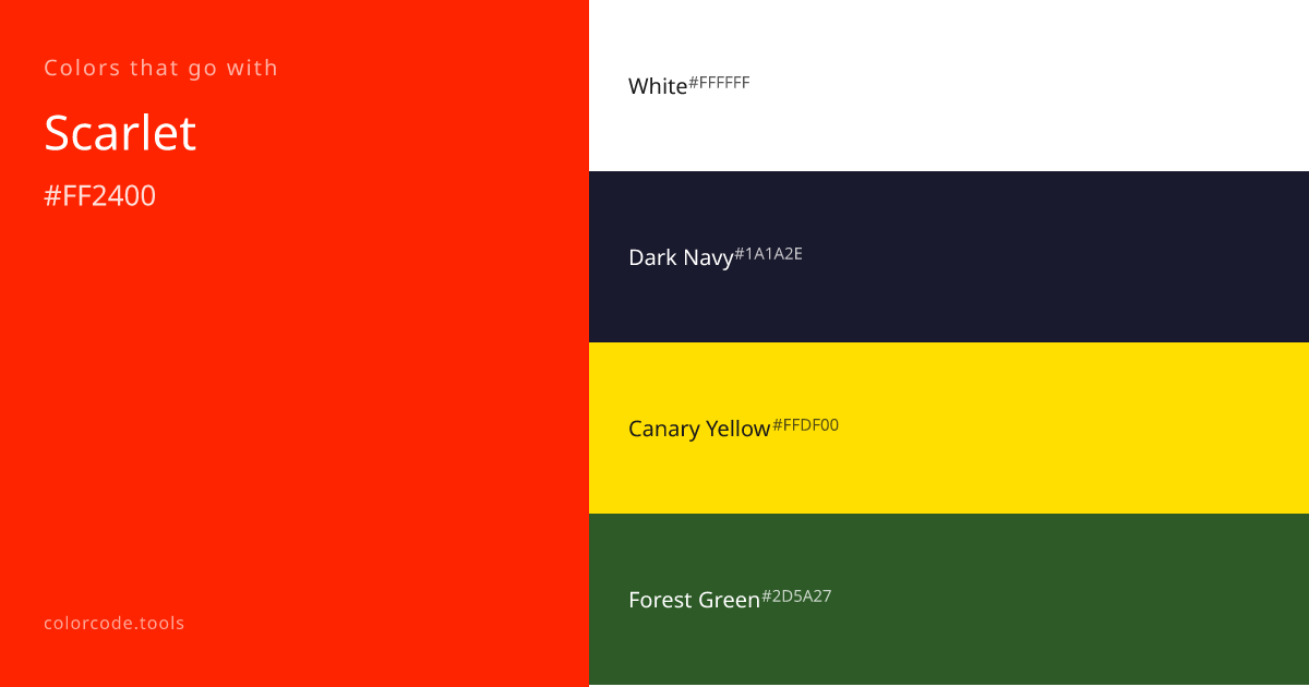 Colors That Go With Scarlet — 7 Best Combinations | colorcode.tools