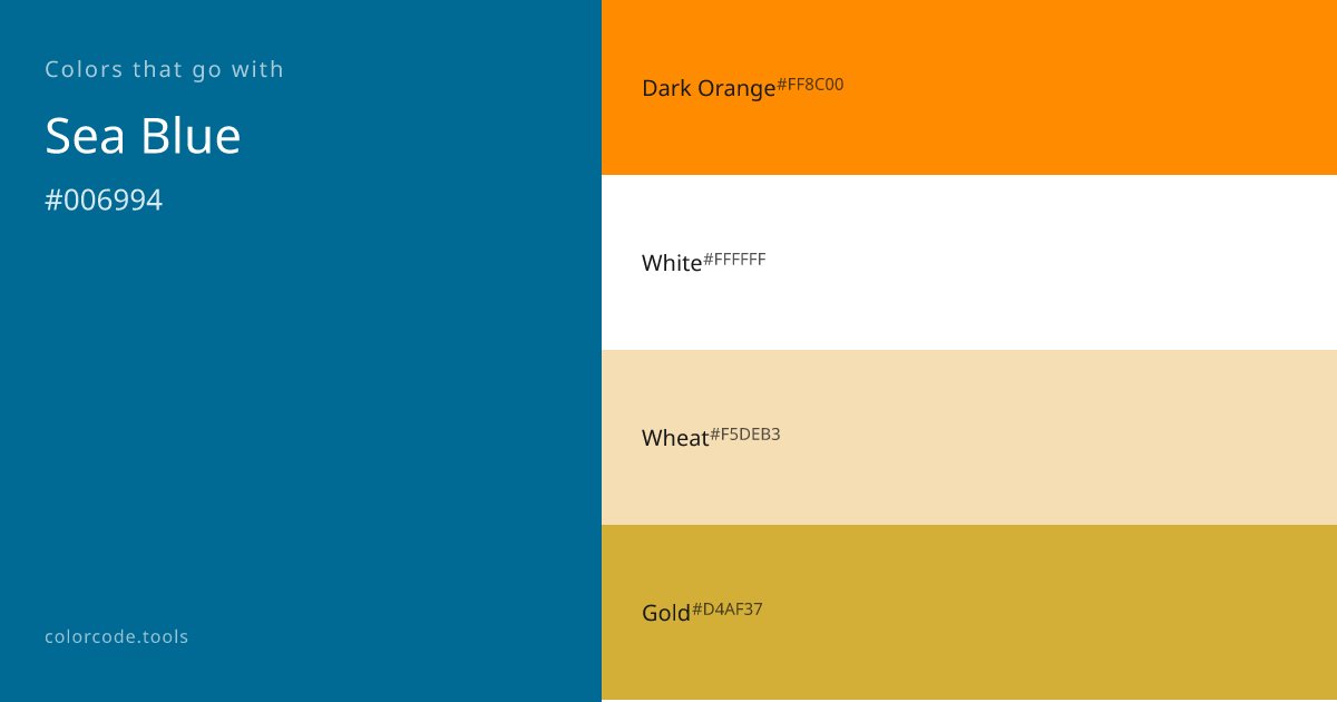 Colors That Go With Sea Blue — 7 Best Combinations | colorcode.tools