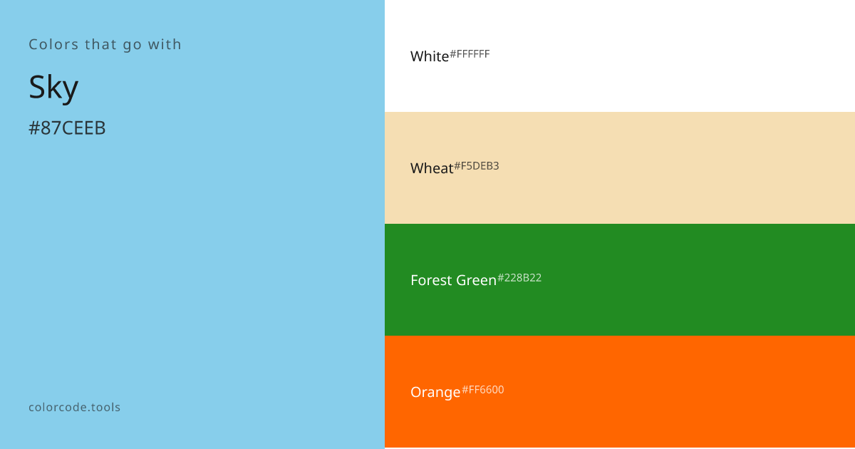 Colors That Go With Sky — 7 Best Combinations | colorcode.tools
