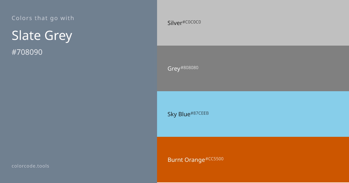 Colors That Go With Slate Grey — 8 Best Combinations | colorcode.tools