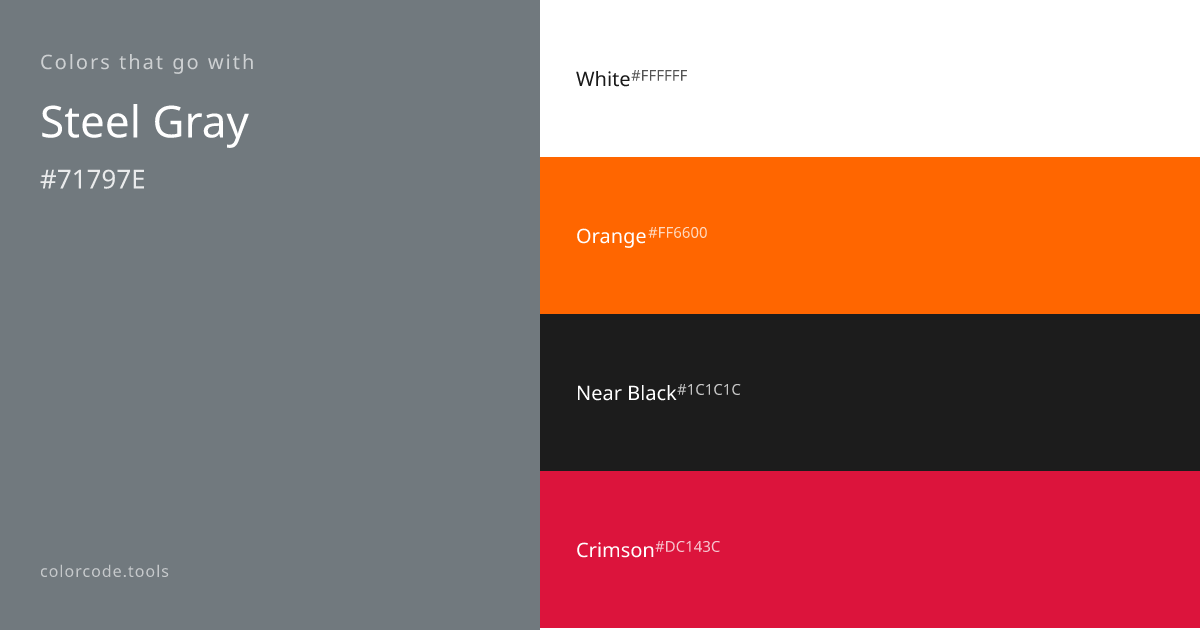 Colors That Go With Steel Gray — 7 Best Combinations | colorcode.tools
