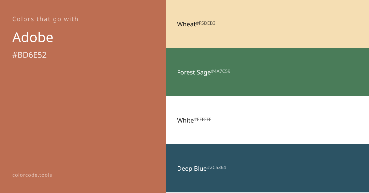 Colors That Go With Adobe — 7 Best Combinations | colorcode.tools