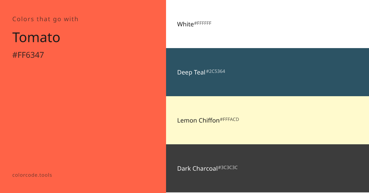 Colors That Go With Tomato — 7 Best Combinations | colorcode.tools