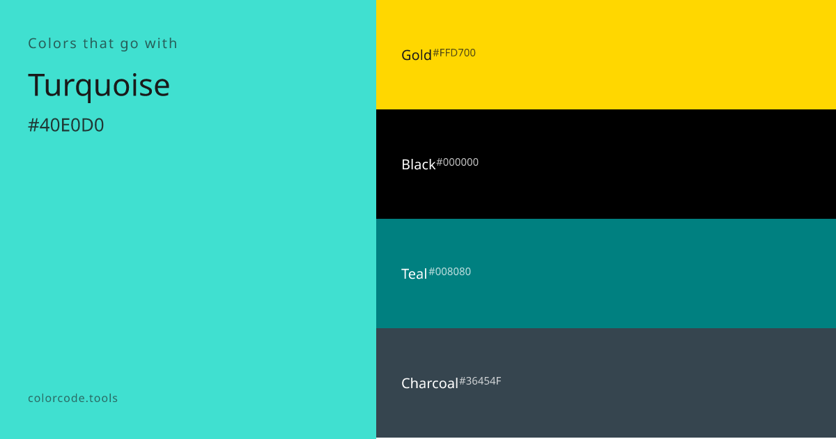 Colors That Go With Turquoise — 8 Best Combinations | colorcode.tools