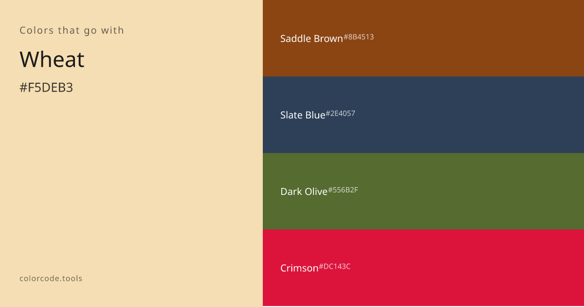 Colors That Go With Wheat — 7 Best Combinations | colorcode.tools