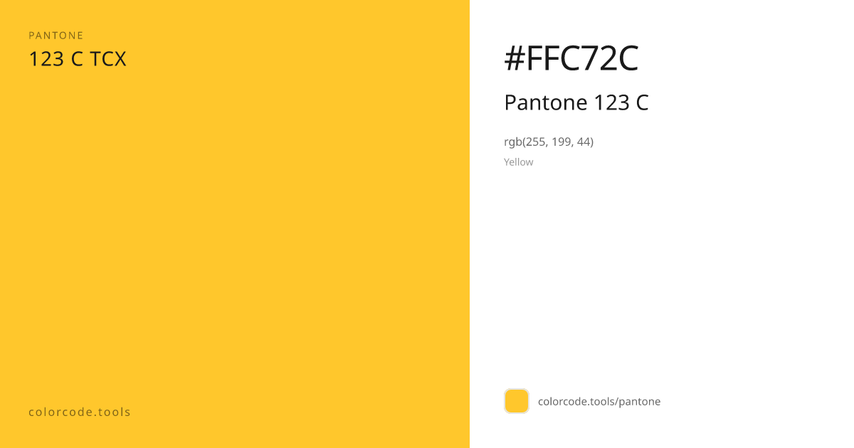 Pantone Pantone 123 C 123 C — HEX #FFC72C | colorcode.tools